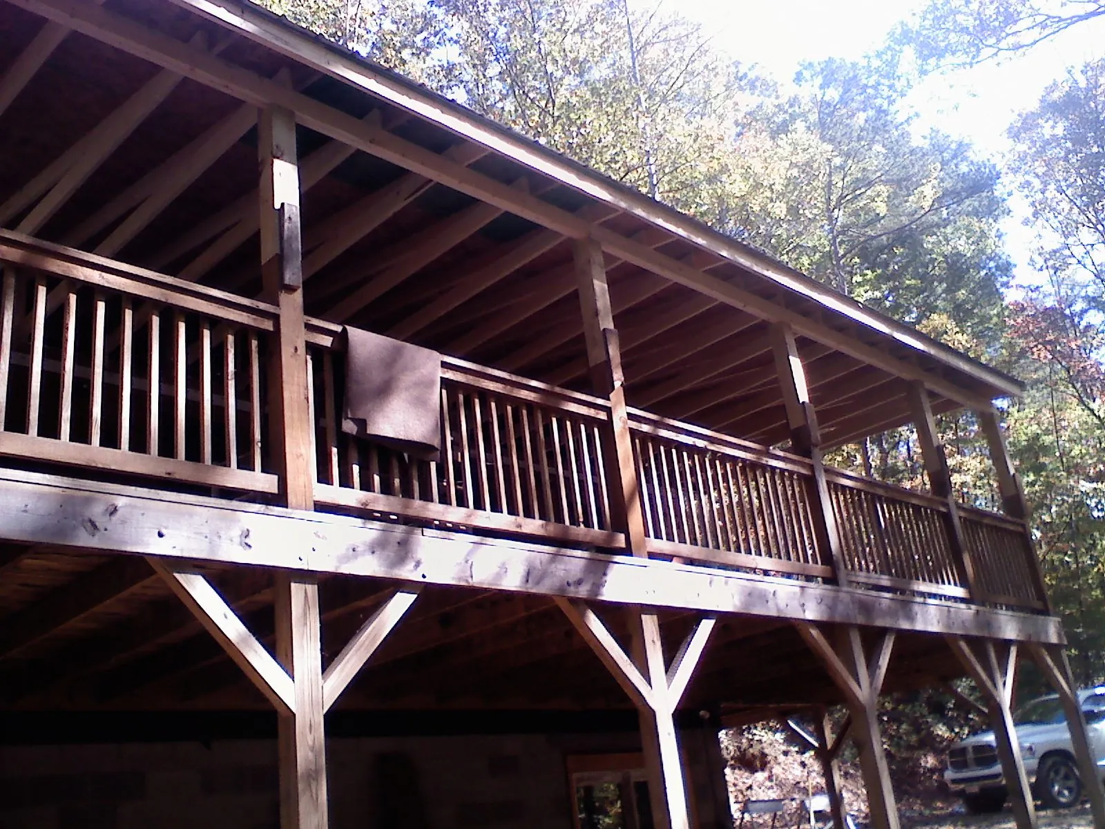 Timber framing under a new elevated porch and deck — Roof Leak Repair in Simpsonville by Roofing Brothers